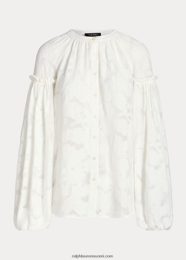Ralph Lauren naiset kukkainen jacquard-puserohihainen paita 0Z24ZR4342 valkoinen