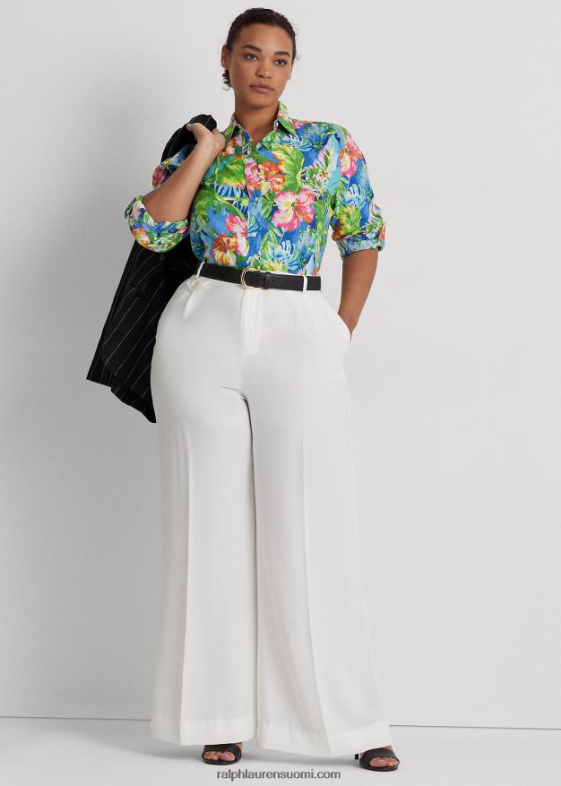 Ralph Lauren naiset kukkainen pellava paita 0Z24ZR4532