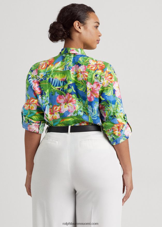 Ralph Lauren naiset kukkainen pellava paita 0Z24ZR4532