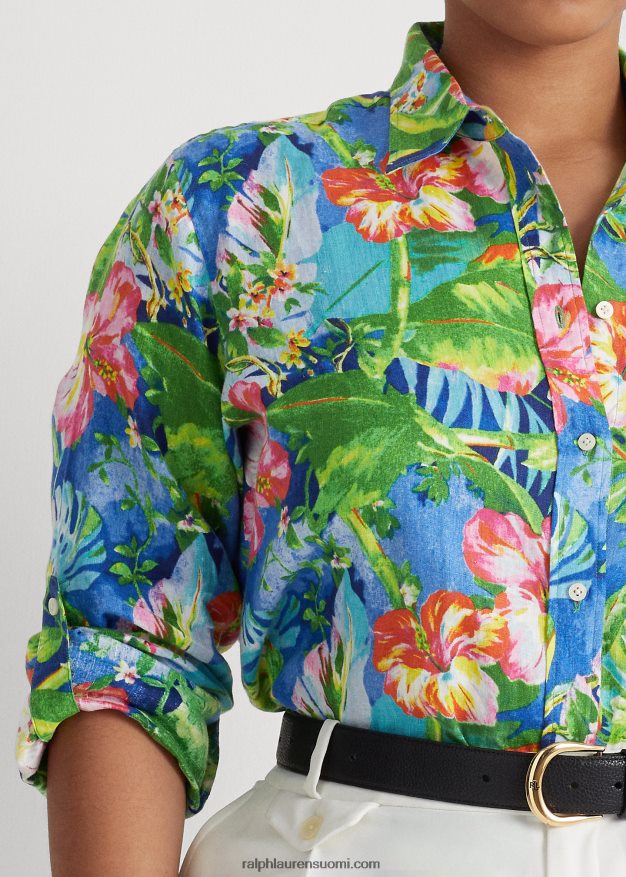 Ralph Lauren naiset kukkainen pellava paita 0Z24ZR4532