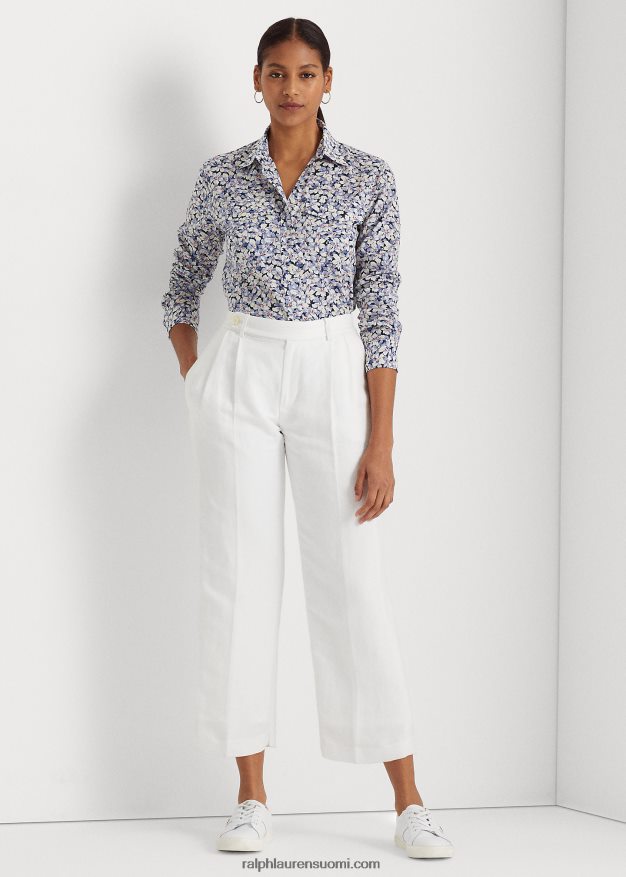 Ralph Lauren naiset kukkapuuvillainen voile-paita 0Z24ZR3967 sininen/kerma/vaaleanpunainen