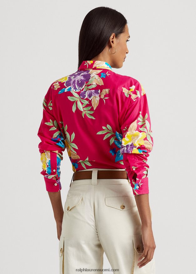 Ralph Lauren naiset kukkapuuvillainen voile-paita 0Z24ZR4328 pinkki multi