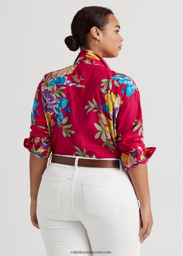 Ralph Lauren naiset kukkapuuvillainen voile-paita 0Z24ZR4527 pinkki multi