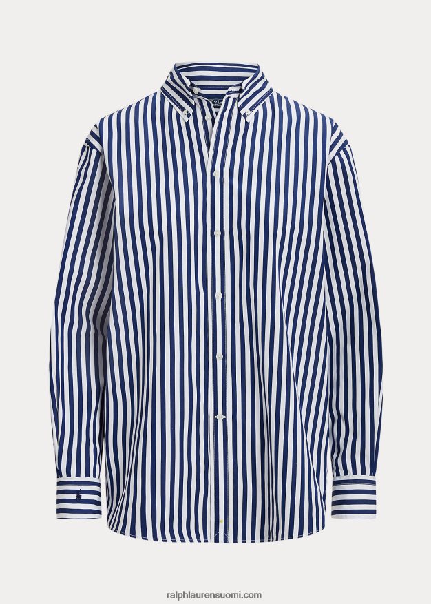 Ralph Lauren naiset napittava raidallinen stretch-puuvillapaita 0Z24ZR9164 1323 syksy kuninkaallinen/valkoinen