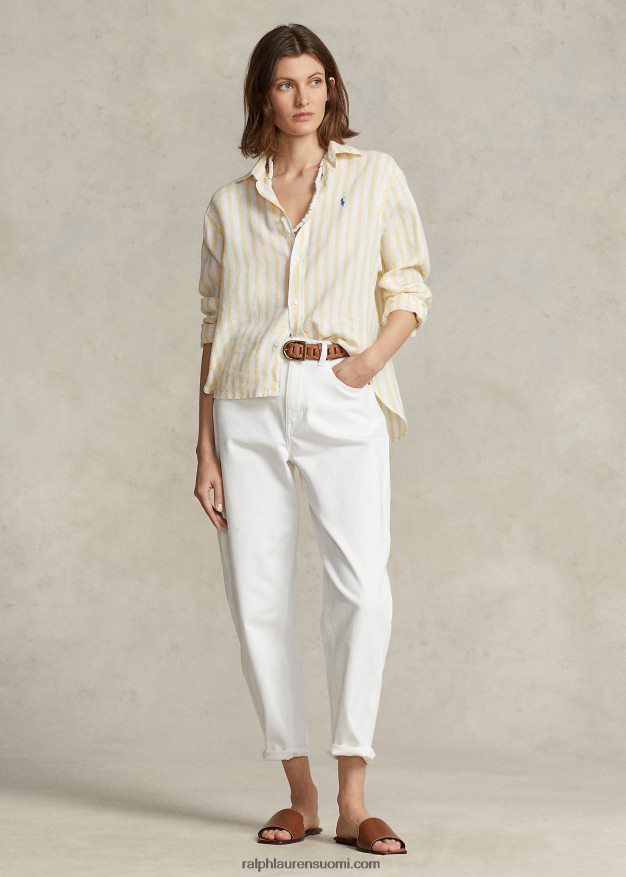 Ralph Lauren naiset oversize raidallinen pellavapaita 0Z24ZR3031 keltainen raita
