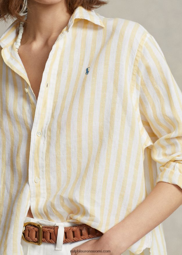 Ralph Lauren naiset oversize raidallinen pellavapaita 0Z24ZR3031 keltainen raita