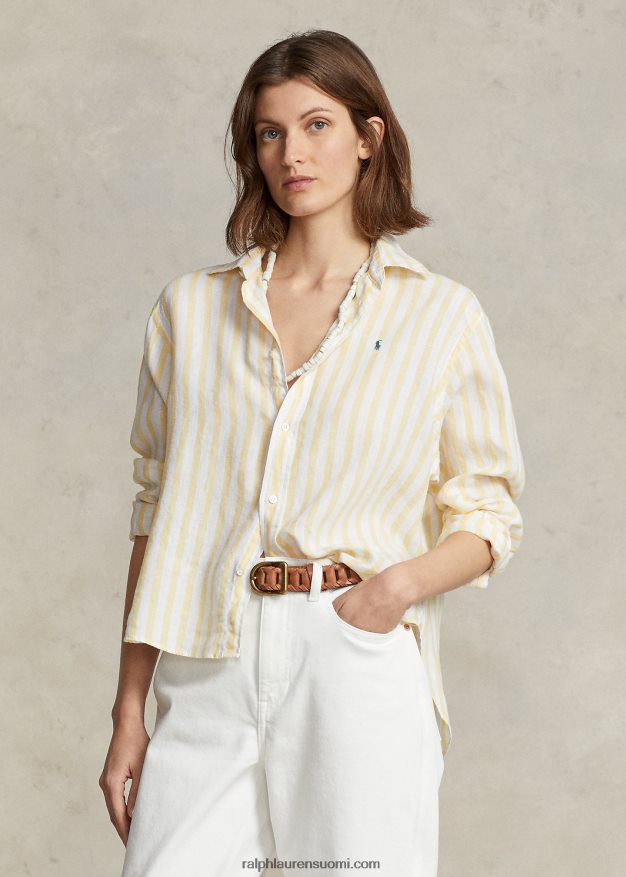 Ralph Lauren naiset oversize raidallinen pellavapaita 0Z24ZR3031 keltainen raita
