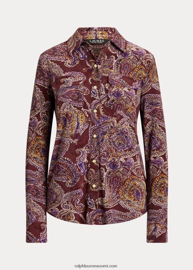 Ralph Lauren naiset paisley stretch jersey paita 0Z24ZR4281 viininpunainen multi