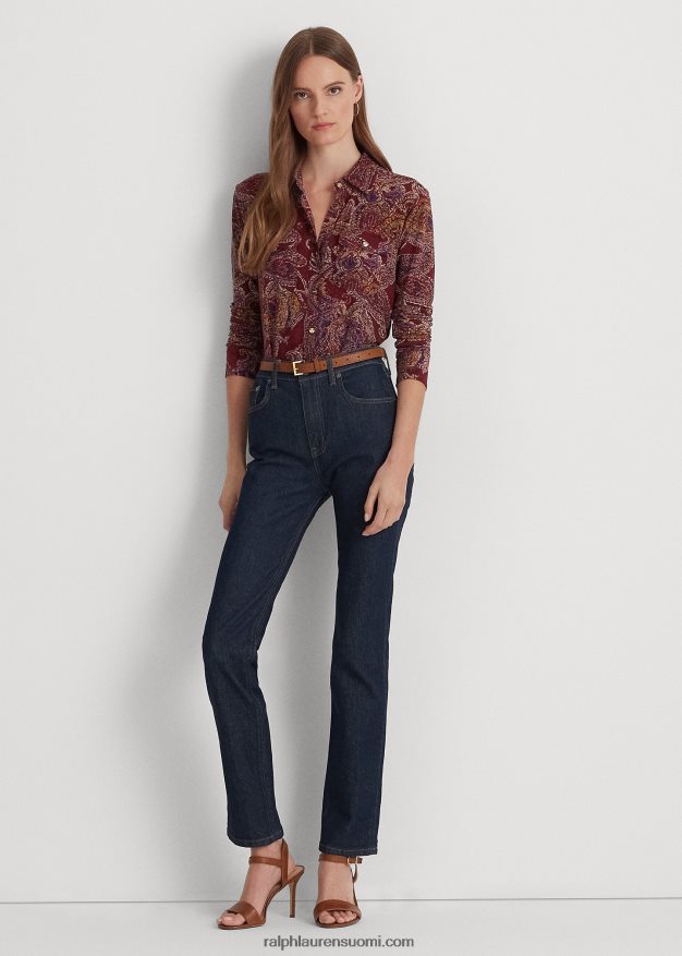Ralph Lauren naiset paisley stretch jersey paita 0Z24ZR4281 viininpunainen multi