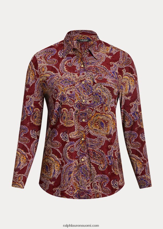Ralph Lauren naiset paisley stretch jersey paita 0Z24ZR4494 viininpunainen multi