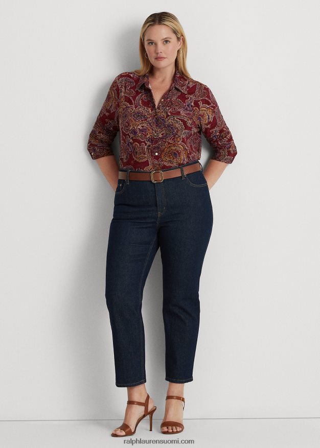 Ralph Lauren naiset paisley stretch jersey paita 0Z24ZR4494 viininpunainen multi