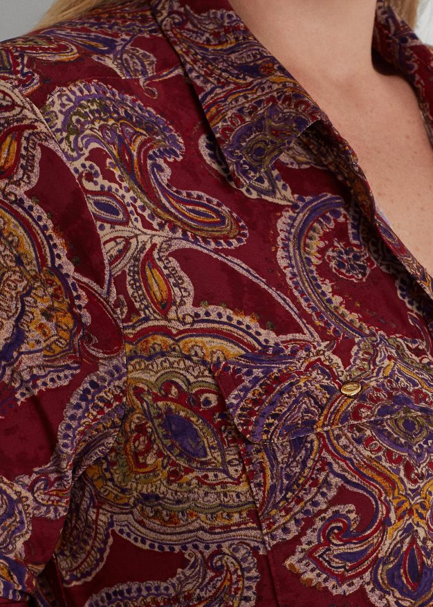 Ralph Lauren naiset paisley stretch jersey paita 0Z24ZR4494 viininpunainen multi