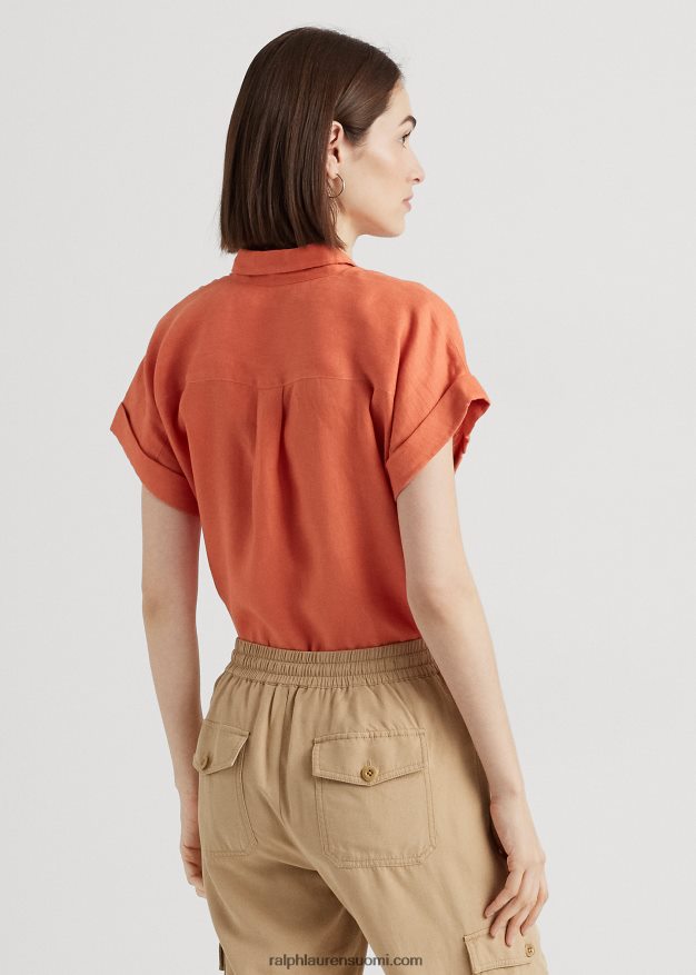 Ralph Lauren naiset pellava dolman-hihainen paita 0Z24ZR3779 kanjonin oranssi