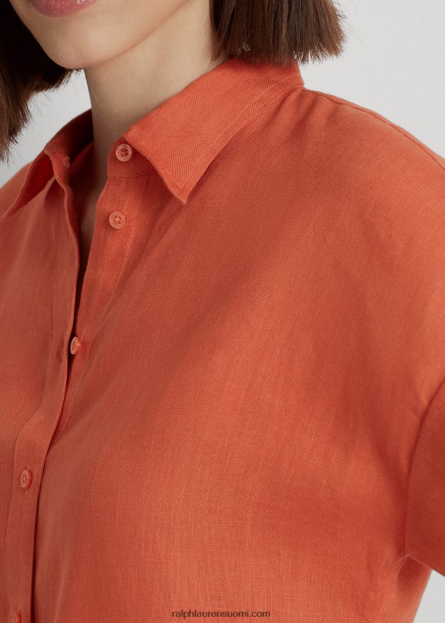 Ralph Lauren naiset pellava dolman-hihainen paita 0Z24ZR3779 kanjonin oranssi