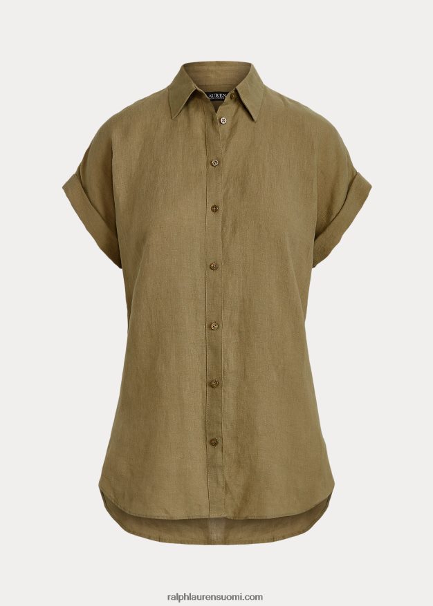 Ralph Lauren naiset pellava dolman-hihainen paita 0Z24ZR3782 oliivi saniainen