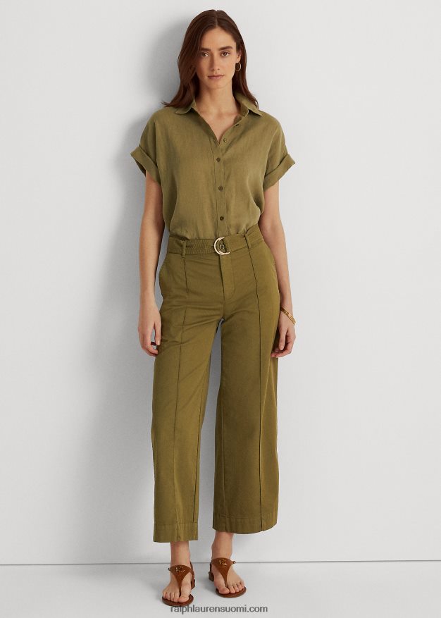 Ralph Lauren naiset pellava dolman-hihainen paita 0Z24ZR3782 oliivi saniainen