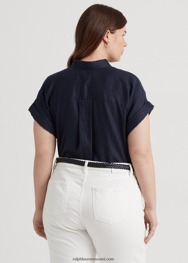 Ralph Lauren naiset pellava dolman-hihainen paita 0Z24ZR4498 laivasto