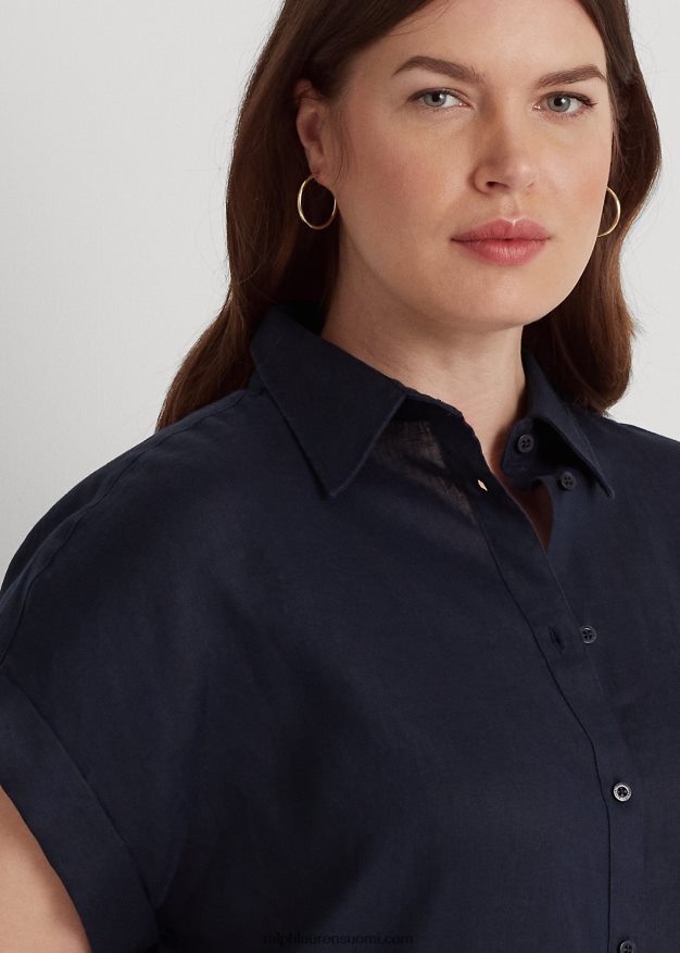 Ralph Lauren naiset pellava dolman-hihainen paita 0Z24ZR4498 laivasto