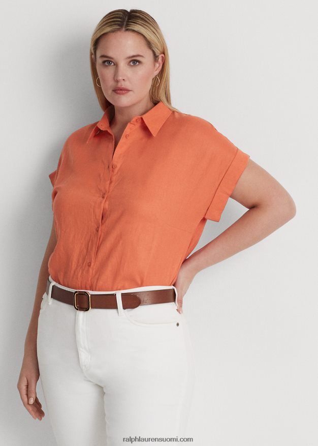 Ralph Lauren naiset pellava dolman-hihainen paita 0Z24ZR4499 kanjonin oranssi