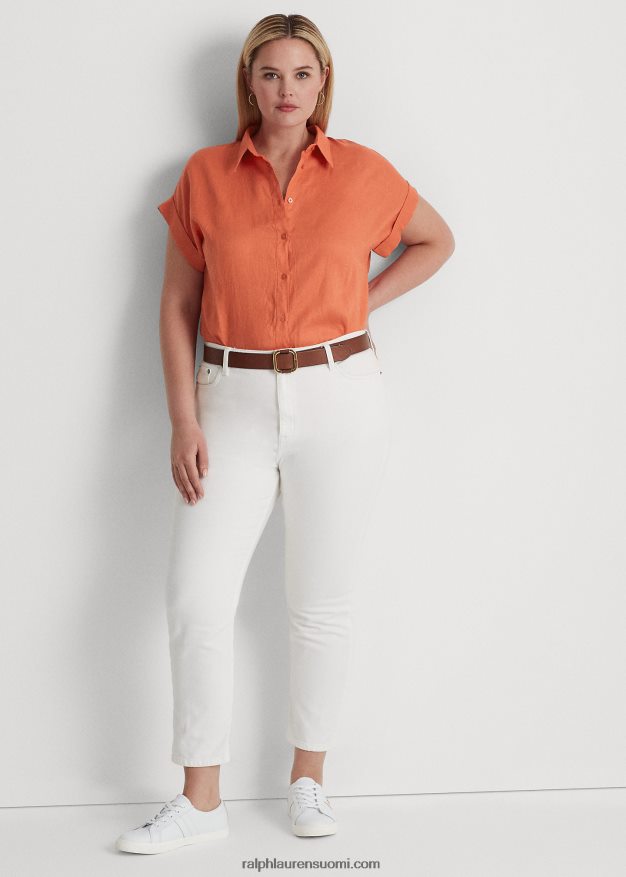 Ralph Lauren naiset pellava dolman-hihainen paita 0Z24ZR4499 kanjonin oranssi