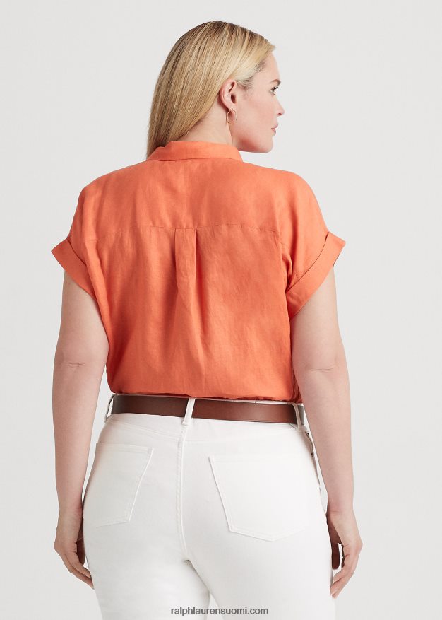 Ralph Lauren naiset pellava dolman-hihainen paita 0Z24ZR4499 kanjonin oranssi