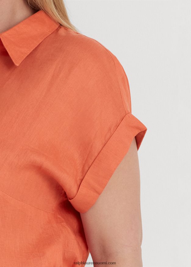 Ralph Lauren naiset pellava dolman-hihainen paita 0Z24ZR4499 kanjonin oranssi