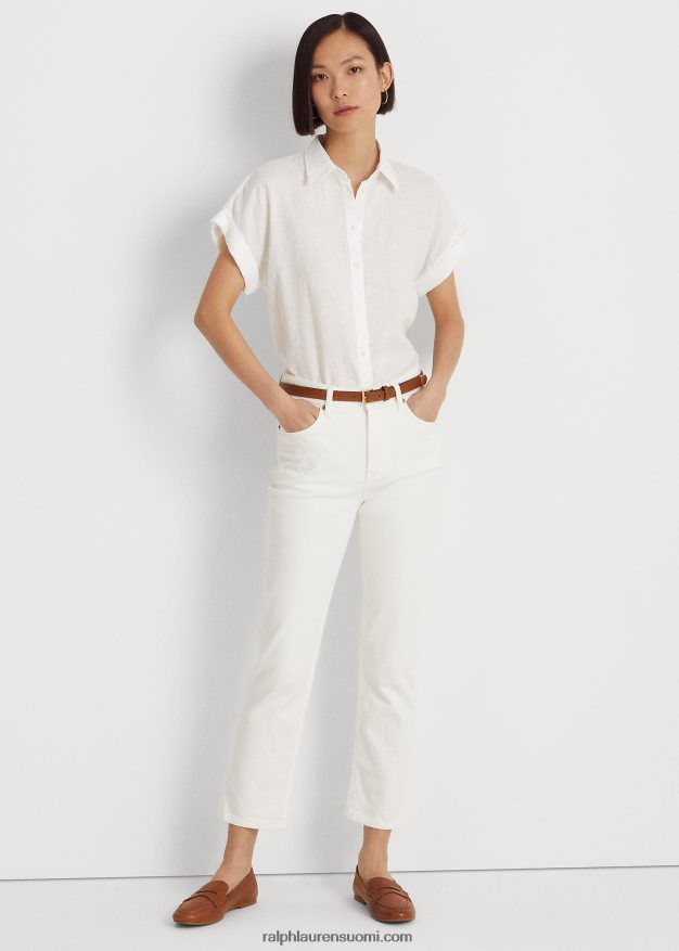 Ralph Lauren naiset pellava lyhythihainen paita 0Z24ZR4285 valkoinen