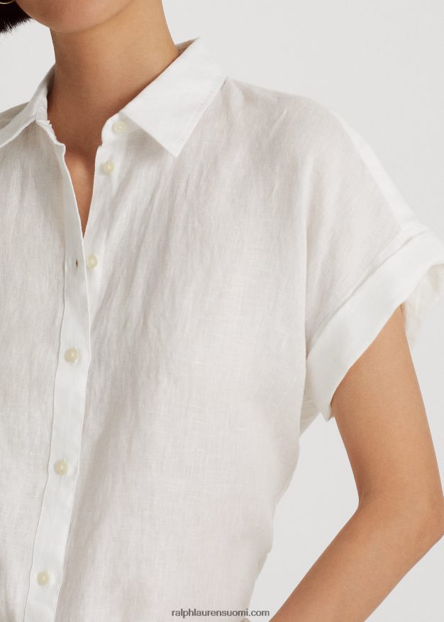 Ralph Lauren naiset pellava lyhythihainen paita 0Z24ZR4285 valkoinen