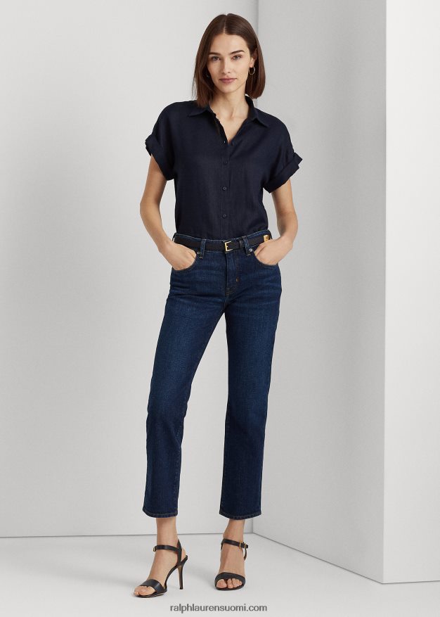 Ralph Lauren naiset pellava lyhythihainen paita 0Z24ZR4286 laivasto