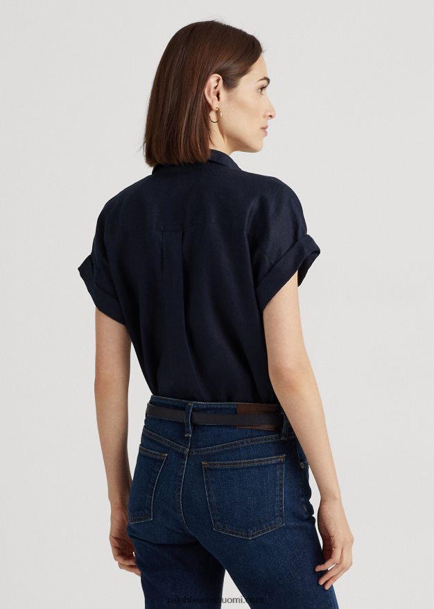 Ralph Lauren naiset pellava lyhythihainen paita 0Z24ZR4286 laivasto