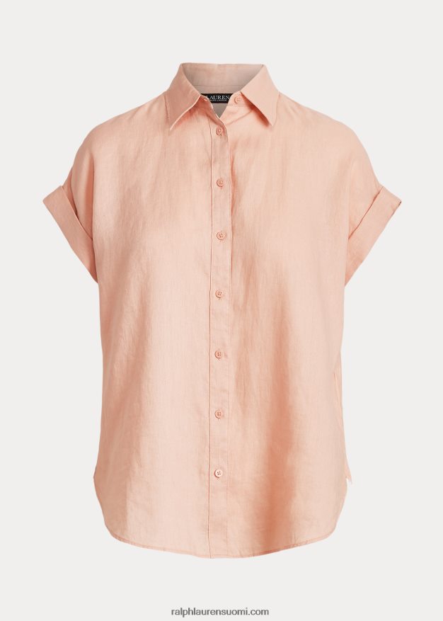 Ralph Lauren naiset pellava lyhythihainen paita 0Z24ZR4287 vaaleanpunainen