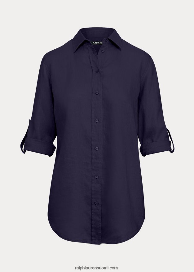 Ralph Lauren naiset pellava paita 0Z24ZR4174 laivasto