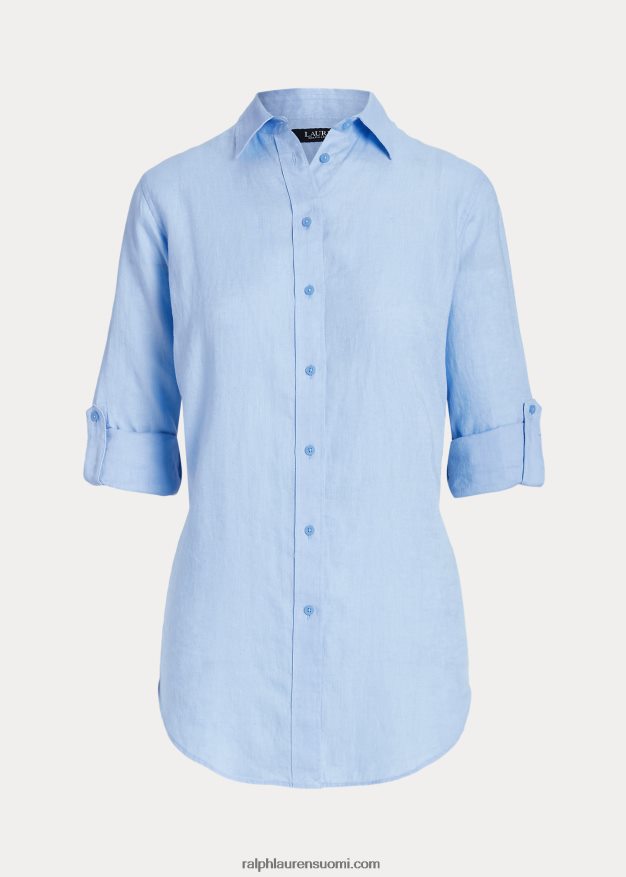 Ralph Lauren naiset pellavarulla tab-hihainen paita 0Z24ZR4384 kivinen sininen