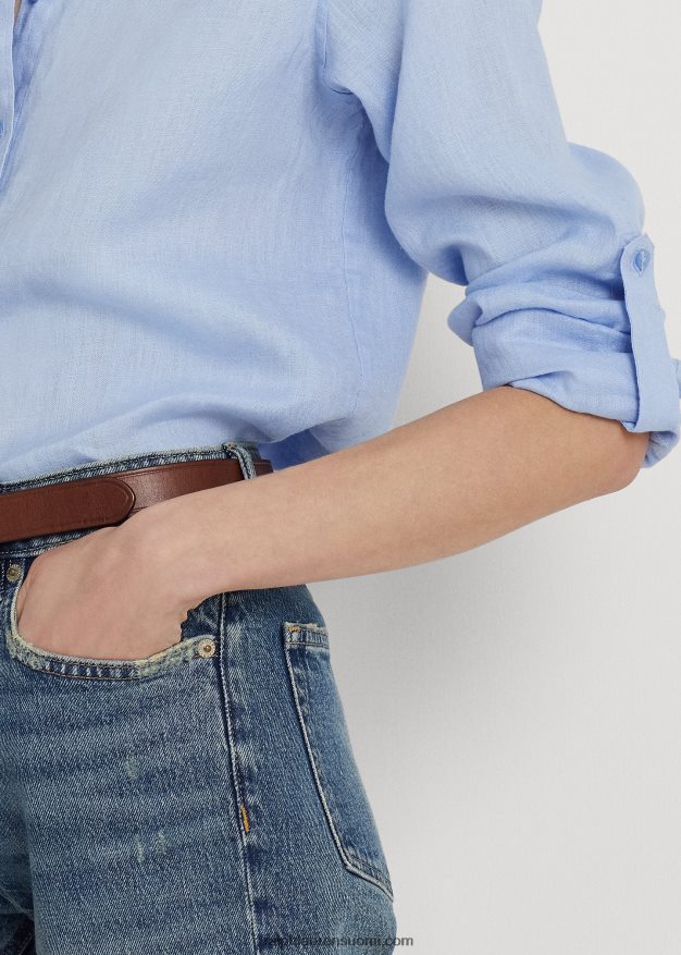 Ralph Lauren naiset pellavarulla tab-hihainen paita 0Z24ZR4384 kivinen sininen