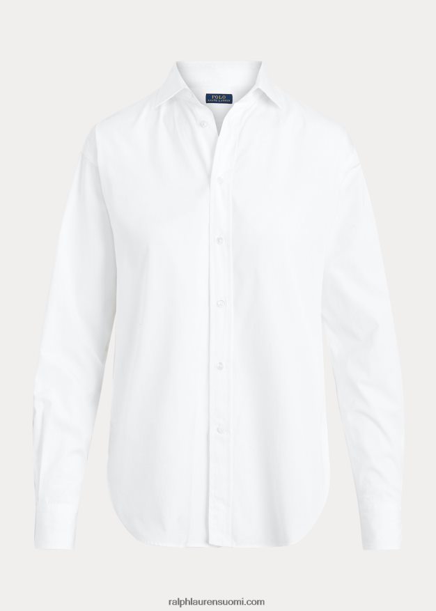 Ralph Lauren naiset puuvillainen leveä kangaspaita 0Z24ZR3341 valkoinen