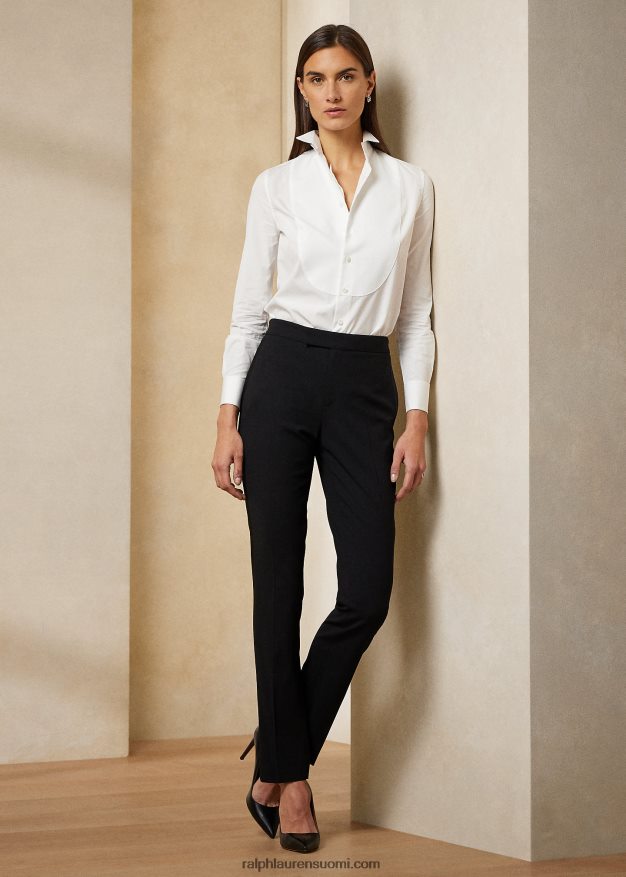 Ralph Lauren naiset puuvillainen leveäkankainen smokkipaita 0Z24ZR3445 valkoinen