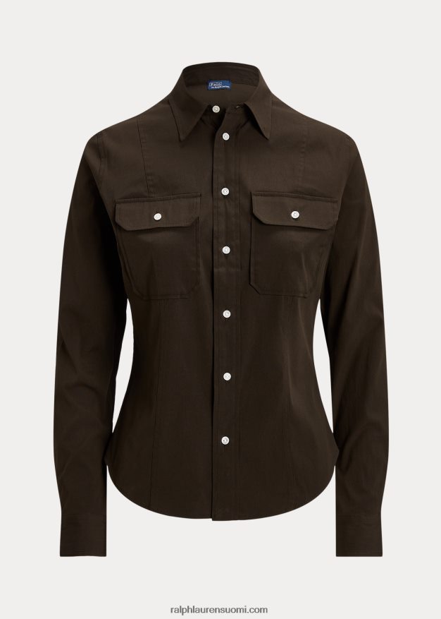 Ralph Lauren naiset puuvillasekoite tility paita 0Z24ZR3170 antiikki ruskea