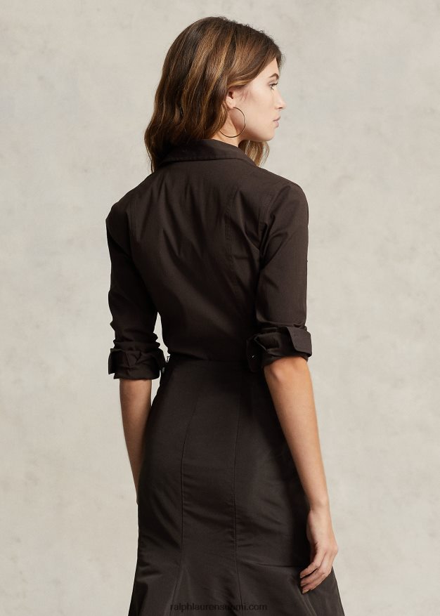 Ralph Lauren naiset puuvillasekoite tility paita 0Z24ZR3170 antiikki ruskea