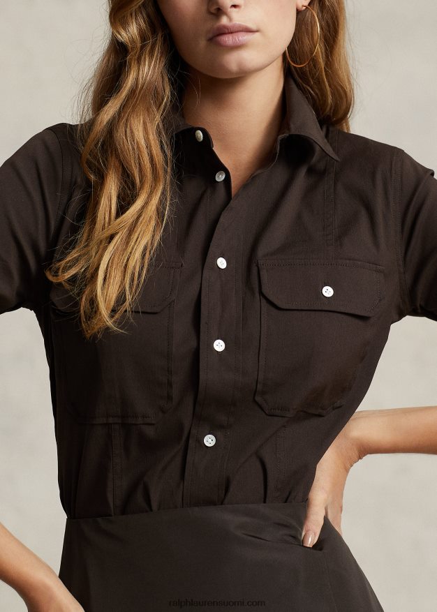 Ralph Lauren naiset puuvillasekoite tility paita 0Z24ZR3170 antiikki ruskea