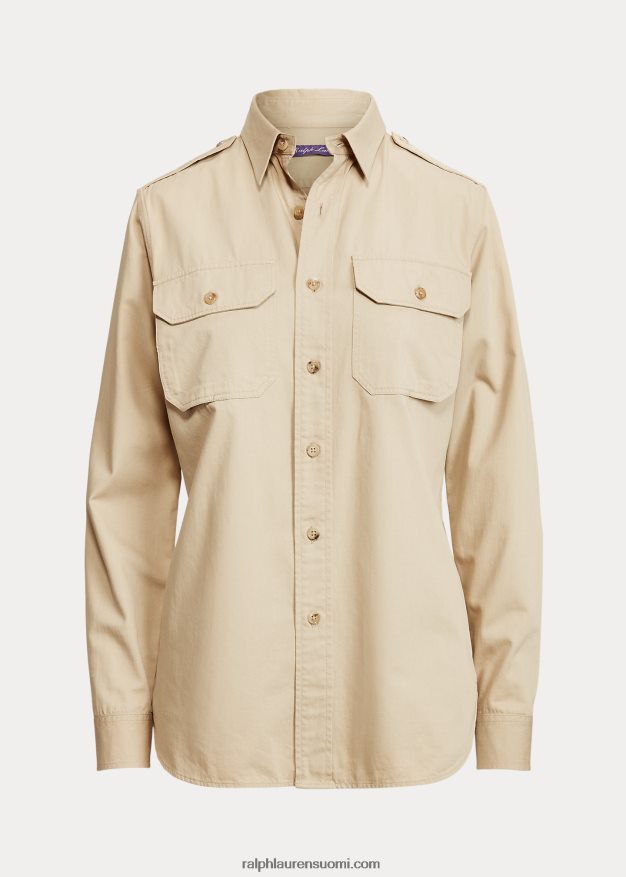 Ralph Lauren naiset puuvillatvilli tility paita 0Z24ZR9335 rusketus