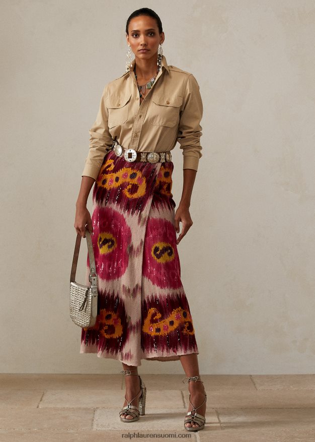 Ralph Lauren naiset puuvillatvilli tility paita 0Z24ZR9335 rusketus