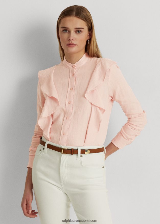 Ralph Lauren naiset röyhelöinen pellavapaita 0Z24ZR4414 vaaleanpunainen