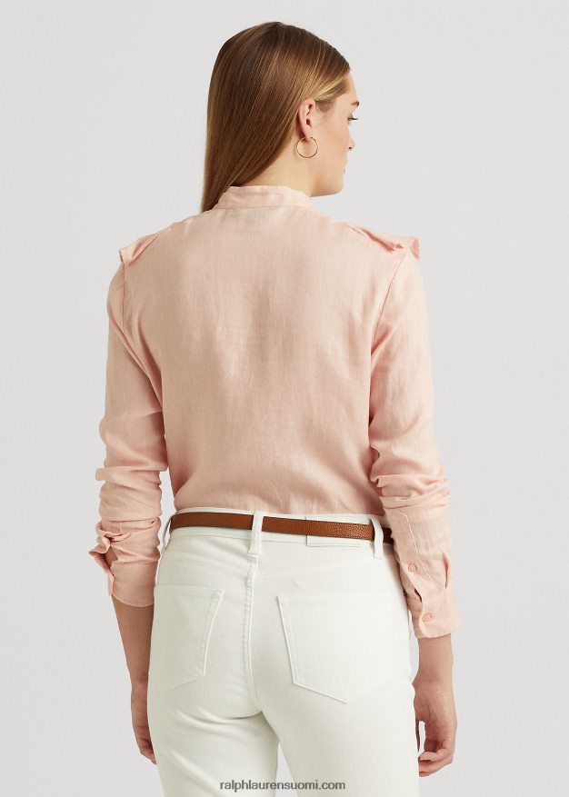 Ralph Lauren naiset röyhelöinen pellavapaita 0Z24ZR4414 vaaleanpunainen