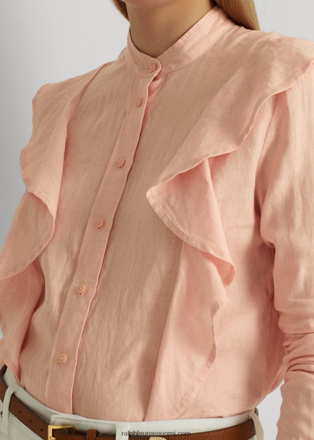 Ralph Lauren naiset röyhelöinen pellavapaita 0Z24ZR4414 vaaleanpunainen