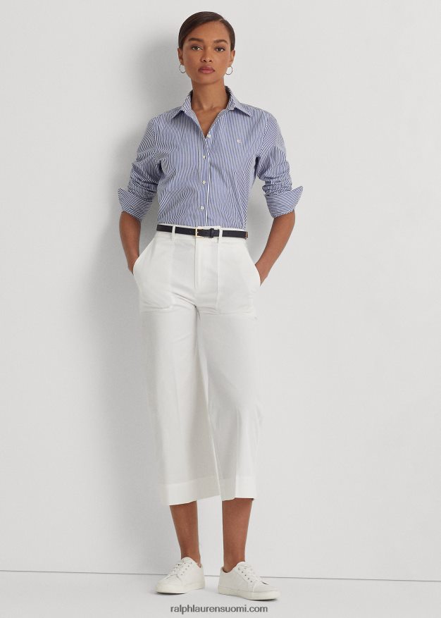 Ralph Lauren naiset raidallinen helppohoitoinen puuvillapaita 0Z24ZR4182 sinivalkoinen