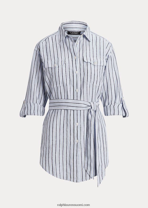 Ralph Lauren naiset raidallinen pellavapaita 0Z24ZR3986 sininen/valkoinen multi