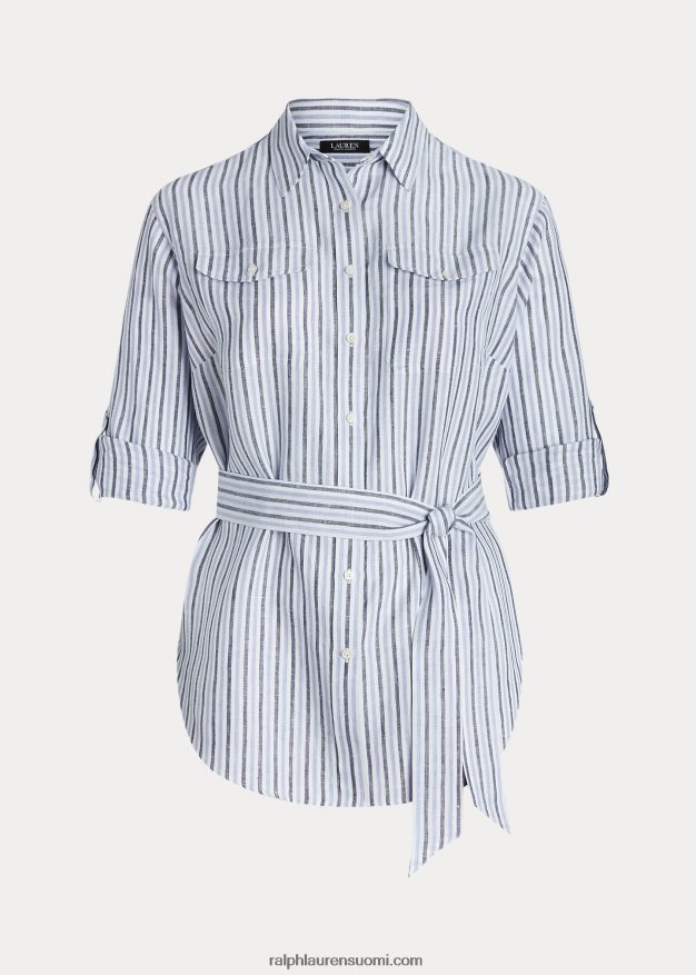 Ralph Lauren naiset raidallinen pellavapaita 0Z24ZR4611 sininen/valkoinen multi