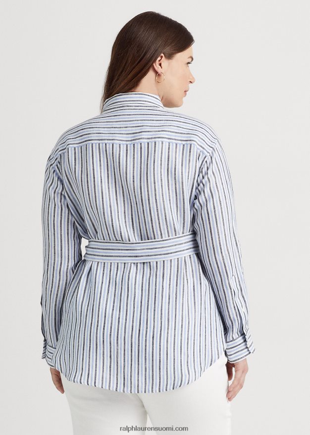 Ralph Lauren naiset raidallinen pellavapaita 0Z24ZR4611 sininen/valkoinen multi
