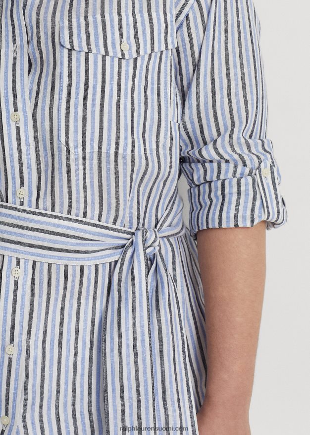 Ralph Lauren naiset raidallinen pellavapaita 0Z24ZR4611 sininen/valkoinen multi