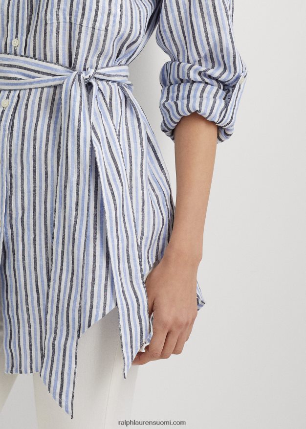 Ralph Lauren naiset raidallinen pellavapaita 0Z24ZR9478 sininen/valkoinen multi
